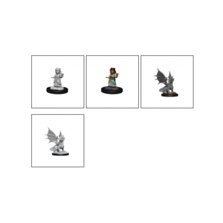 D&D Nolzur's Marvelous Miniatures - Silver Dragon Wyrmling & Female Halfling (6 Units)