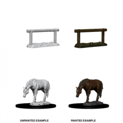 WizKids Deep Cuts Unpainted Miniatures - Horse & Hitch (6 Units)