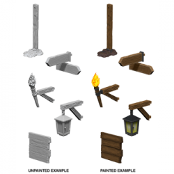 WizKids Deep Cuts Unpainted Miniatures - Signs & lights (6 Units)